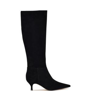 Somas Kitten Heel Knee High Leather Boots