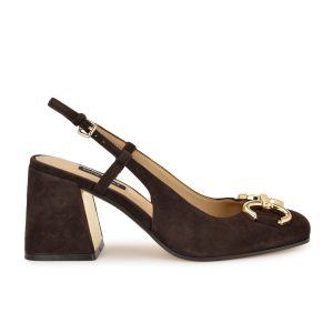 Cast Leather Block Heel Slingback Pumps