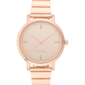 Crystal Accented Stainless Steel Bracelet Watch