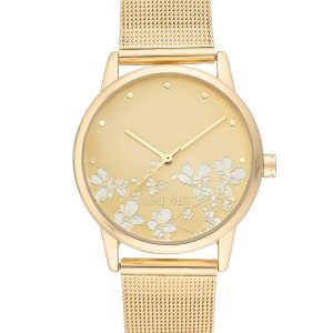 Floral Dial Mesh Bracelet Watch