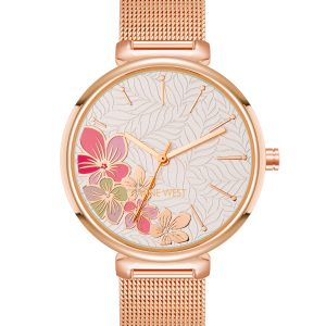 Floral Dial Mesh Bracelet Watch
