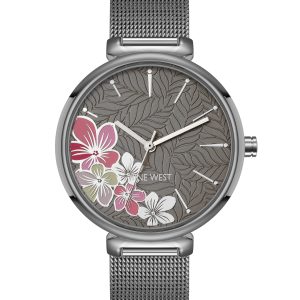 Floral Dial Mesh Bracelet Watch