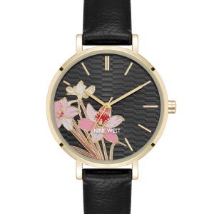 Floral Design Dial Strap Watch