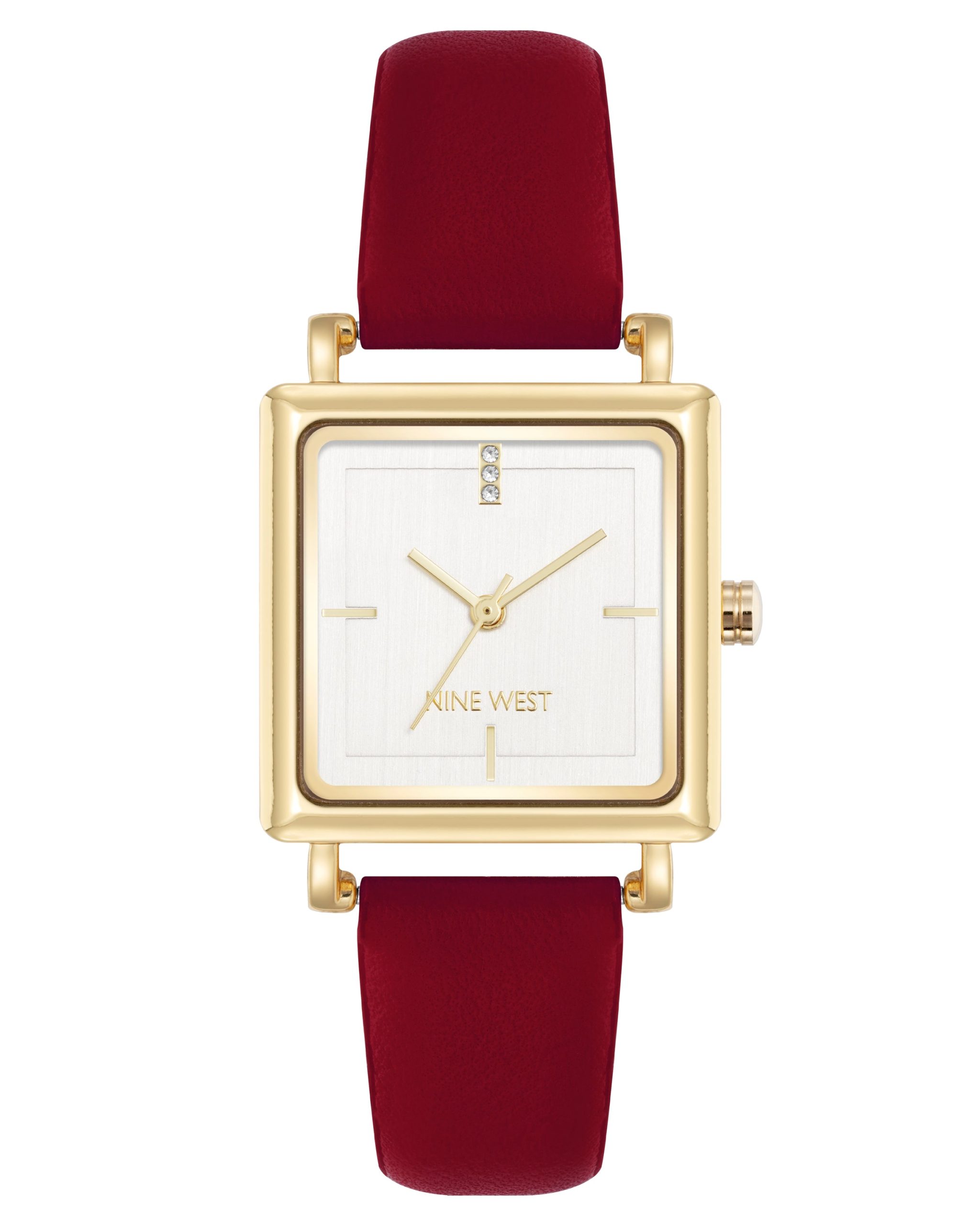 Square Strap Watch with Crystal Accents