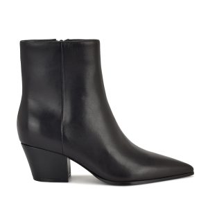 Savie Block Heel Ankle Leather Booties